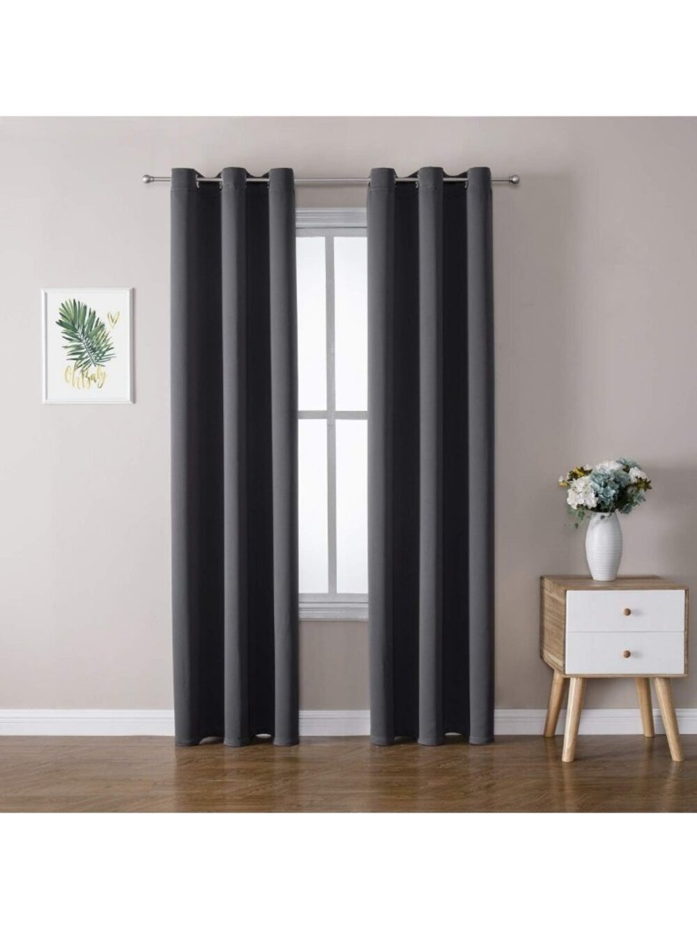 Thermal Insulated Blackout Curtains - Room Darkening Grommet Panels Set (Dark